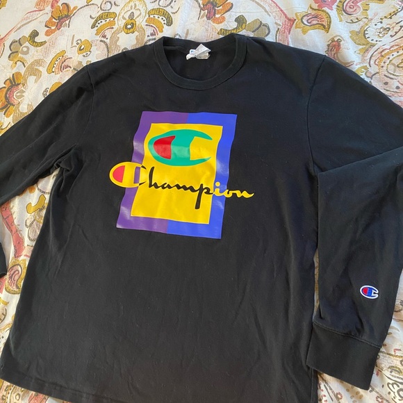 Champion Long sleeve Black Large Sized Vintage 🌟 - Picture 8 of 8